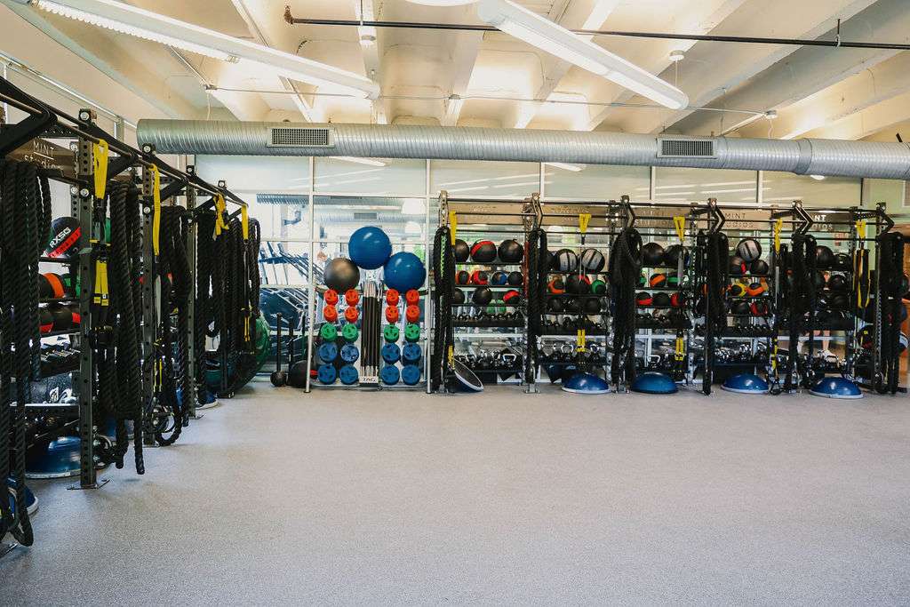 Empty MINT Intensity Studio with views of weights.